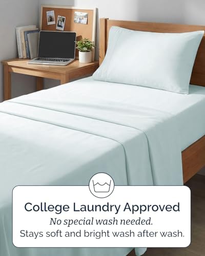 Twin XL Size 3 Piece Sheet Set - Breathable & Cooling Sheets - Ice Blue