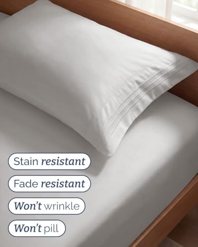 Twin Size 3 Piece Sheet Set - Breathable & Cooling Sheets - French Grey