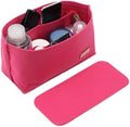 Doxo Purse Organizer Insert for Handbags & Base Shaper 2pc Set, Felt Neverfull GM Organizer Insert, Tote Bag Organizer with Zipper Pocket and Bottle Holder, Fit Neverfull GM and More, Rose-XL