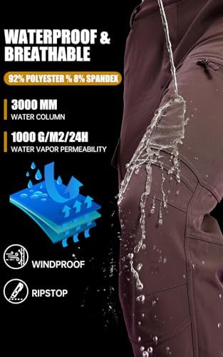 Men's Snow Pants Ski Softshell Warm Outdoor Fleece Lined Insulated Waterproof Winter Work Travel Hiking Pants