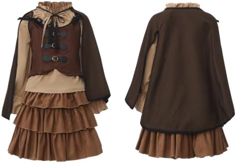 11 Pcs Viking Pirate Costume Girls Renaissance Medieval Costume for Kids
