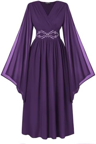 Scarlet Darkness Women's Renaissance Costume V Neck Medieval Fairy Dresses