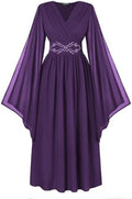 Scarlet Darkness Women's Renaissance Costume V Neck Medieval Fairy Dresses