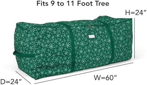 Covermates Christmas Tree Cinch Bag, Fits 9-11 ft Trees, Green Snowflake