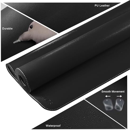 Mydours Giant Desk Mat, 63 x 28-inch Extended PU Leather Desk Pad, (Black)