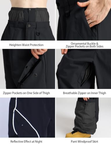 GSOU SNOW Mens Womens Baggy Ski Pants Snowboard Pants