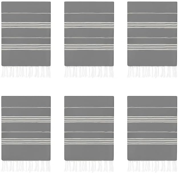 HAVLULAND Turkish Beach Towels, Set of 12, Oversized 72"x40" - Grey | Soft Hammam Peshtemal, Sand Free, Quick-Dry, Absorbent Bath Towel | Lightweight & Compact for Travel, Pool, Gym, Spa