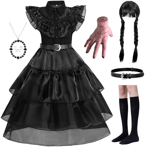 WYB Black Costume Dress for Girls Cosplay Dress Kid Halloween Costumes Costumes Cosplay Party Dress with Accessories 4-12Y