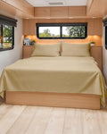 Short Queen Size 4 Piece Bed Sheet Set - RV Short Queen - Heathered Tan