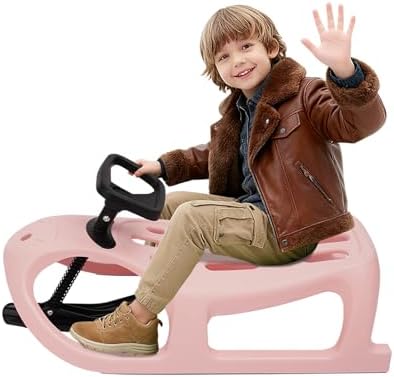 Kids Snow Sled with Ergonomic Saddle Seat - Lightweight Winter Sleigh for Toddlers & Children, Outdoor Snow Tubing Saucer for Backyard Hills