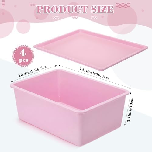 Menkxi 4 Pcs Storage Bins with Lids, Pink, Purple, Large
