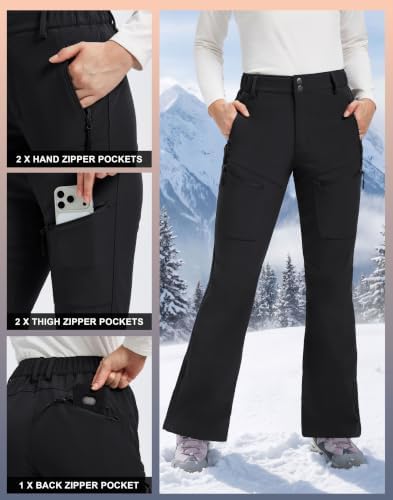Women's Snow Ski Pants Fleece Lined Water Resistant Warm Flare Fit