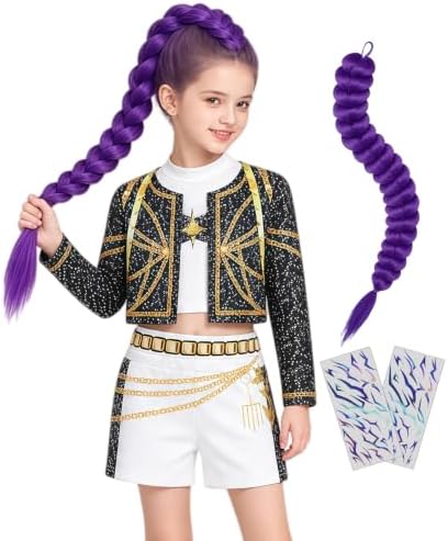 Pop Singer Costume Kids Girls Golden Halloween Costumes with Accessories