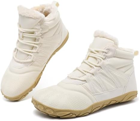 Womens Mens Barefoot Boots Shoes Minimalist Winter Snow Boots Warm Ankle Booties Zero Drop Sole Wide Toe Box Slip on Sneakers