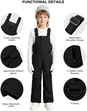 Wantdo Kids Snow Pants Boys & Girls Waterproof Insulated Ski Bib Overalls