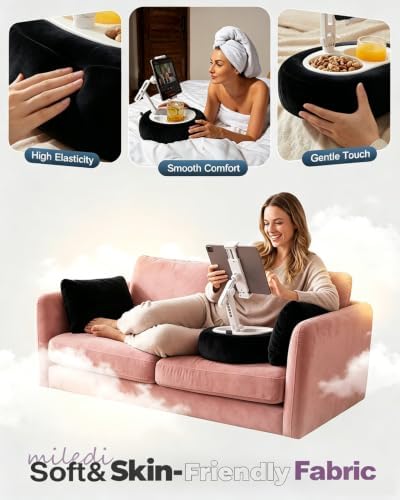 Miledi Tablet Pillow Stand for Bed with 360° Rotating Holder, Black