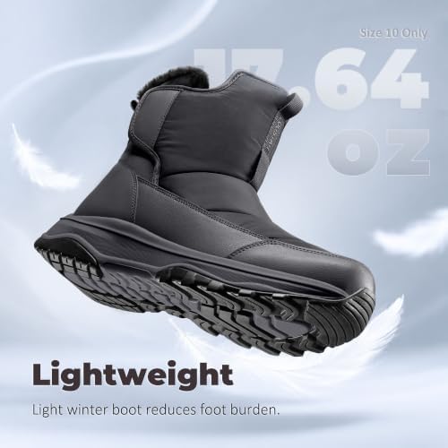 Coostar Mens Winter Snow Boots With Waterproof Adjustable Hook & Loop