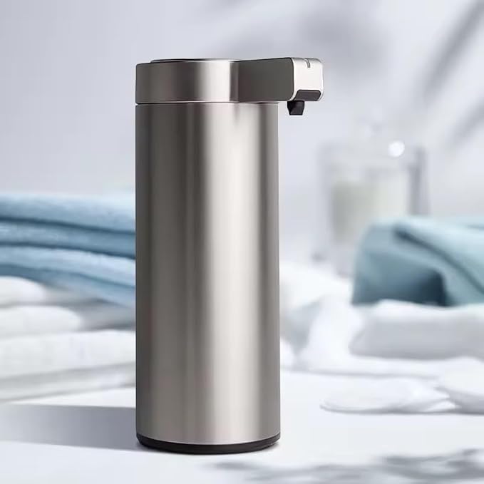 9 oz. Automatic Soap Dispenser – Touchless Infrared Sensor, Stainless Steel, IPX5 Waterproof, USB-C Rechargeable, for Bathroom & Kitchen, Hands-Free Soap Dispenser (Brushed Silver)