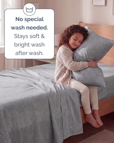 Twin Size 3 Piece Sheet Set - Breathable & Cooling Sheets - Heathered Grey