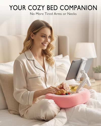 Miledi Tablet Pillow Stand for Bed with 360° Rotating Holder, Pink
