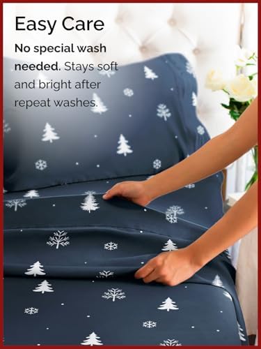 Christmas Sheet Set, Christmas Winter, Holiday Xmas Bedding Set - Full Size