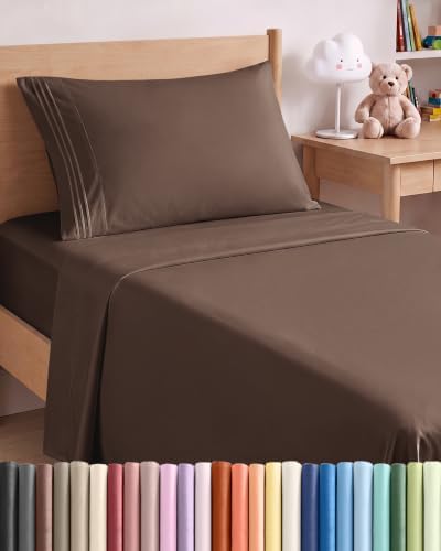Twin XL Size 3 Piece Sheet Set - Comfy Breathable & Cooling Sheets - Brown