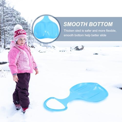 2Pcs Portable Plastic Snow Sleds for Boy Girl and Adults, Sand, Blue