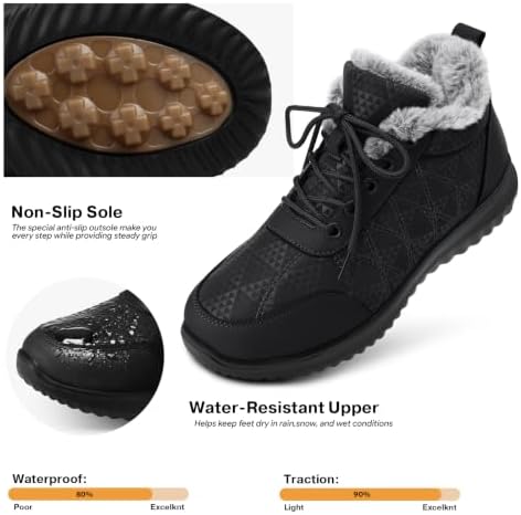 SHIBEVER Winter Snow for Boots Women: Warm Ankle Boots Non-Slip Traction
