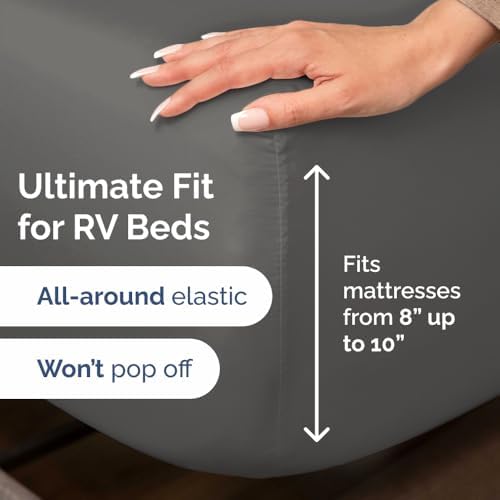 Short Queen Size 4 Piece Bed Sheet Set - RV Short Queen Sheets - Charcoal