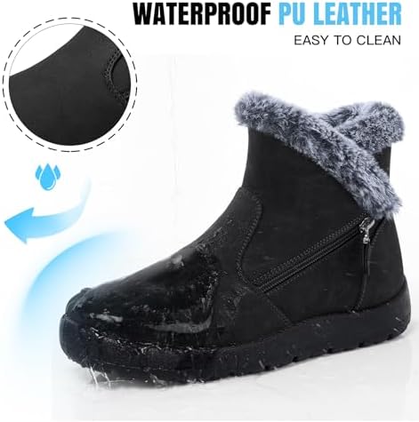SHIBEVER Winter Snow Boots for Women: Waterproof Ankle Warm Fur Lined Boot