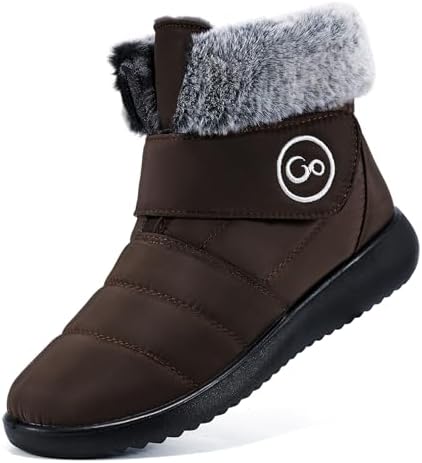 Aomigoct Women Winter Snow Boots: Fur Lined Warm Slip On Boots for Women Waterproof Booties Comfortable Outdoor