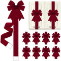 Daifunli 9 Pcs Burgundy Velvet Christmas Cabinet Bows Ribbons for Kitchen