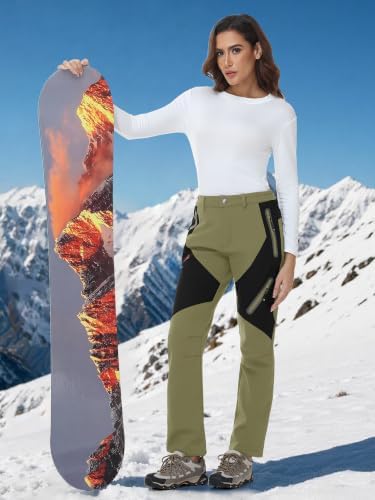 YSENTO Women's Hiking Pants Fleece Lined Winter Waterproof Insulated Snow Ski Work