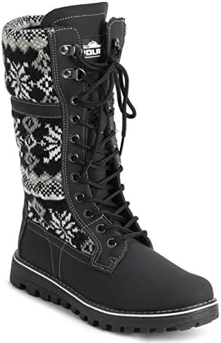 POLAR Womens Faux Fur Warm Thermal Waterproof Outdoor Walking Snow Winter Rubber Sole Calf Boots