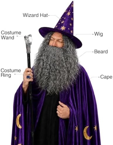 Wizard Costume Men, Halloween Costume Accessories Set, One Size Fits All