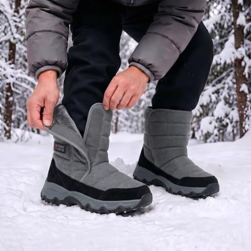 EQW Men's Insulated Snow Boots, -25°F Cold Rated Hook Loop Easy On