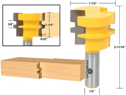 YONICO Raised Panel Cabinet Door Rail and Stile Router Bits Set 4 Bit Round Over-Ogee 1/2-Inch Shank 12432
