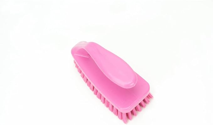 SPARTA Scrub Brush with Iron Shaped Handle and Stiff Bristles, Heavy Duty Scrubber Brush for Kitchen, Bathroom, Shower, Tile, Sink, Carpet and Bakepans, Polypropylene, 6 Inches, Pink, (Pack of 6)