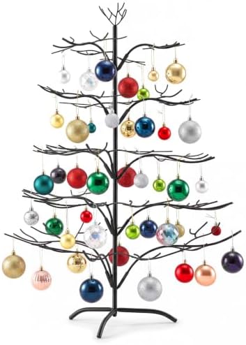 Liliful Christmas Metal Ornament Display Tree, 36 Inch, Black