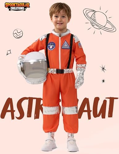 Spooktacular Creations Halloween Astronaut Costume for Kids, Unisex Astronaut Outfit, Toddler Pilot Jumpsuit for Themed Party
