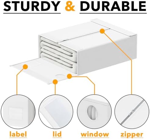SpaceAid 10 Pack Bed Sheet Organizers and Storage, Foldable Sheet Organizer for Linen Closet, Sheets Set Folder Keeper with Window XL (Queen & King Size) Organizing Bedding Container, White