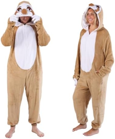 Funziez! Slim Fit Adult Onesie - Animal Costume - Plush Unisex Halloween One Piece Cosplay Suit for Women and Men