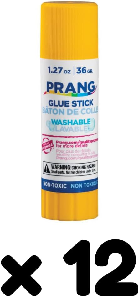 Prang Washable Glue Stick, Clear, 1.27 oz., 12 Count