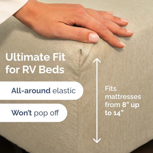 Short Queen Size 4 Piece Bed Sheet Set - RV Short Queen - Heathered Beige
