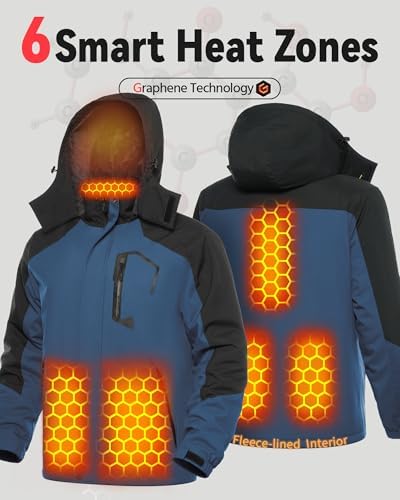 Wulcea Graphene Heated Jacket for Men Fur Lined with Large Capacity Battery Pack