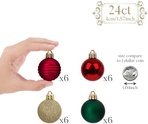 Valery Madelyn Small Christmas Tree Decorations Ball Ornaments 24ct 1.57"