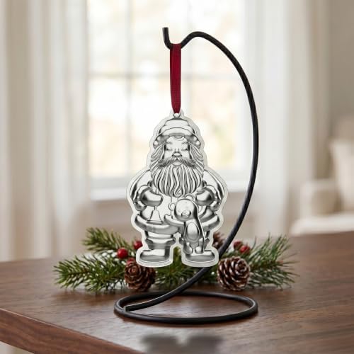 Wallace Sterling Silver Santa Ornament 2026-10th Edition Annual Collectible Christmas Ornament, Handcrafted in USA, Includes Gift Box and Velvet Pouch