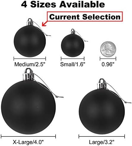 Black 2.5" Christmas Balls Christmas Tree Decoration Ornaments Shatterproof Hanging Balls for Birthday Halloween Holiday Wedding Decorations Set of 36pcs