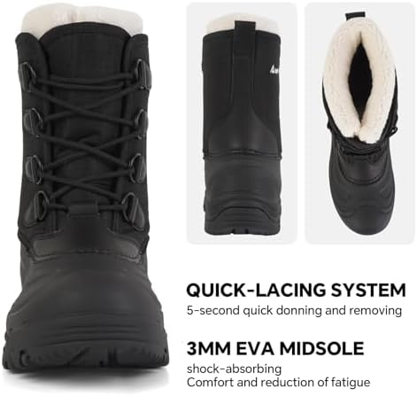Mens Snow Boots, -40°F Waterproof Insulated Winter Boots For Men