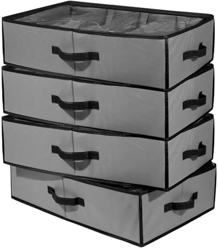 Preboun 4 Pack Christmas Nutcracker Storage Box Clear Top,Gray
